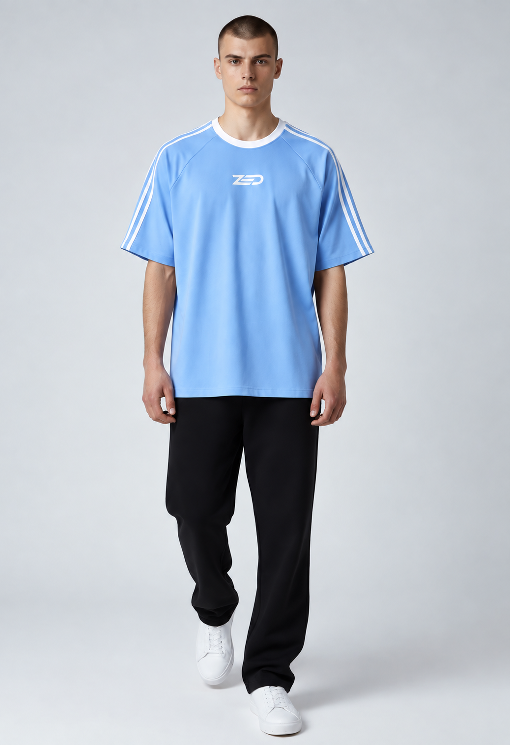 Zed Trio - Relax Fit Raglan Sleeve T-Shirt- SKY BLUE