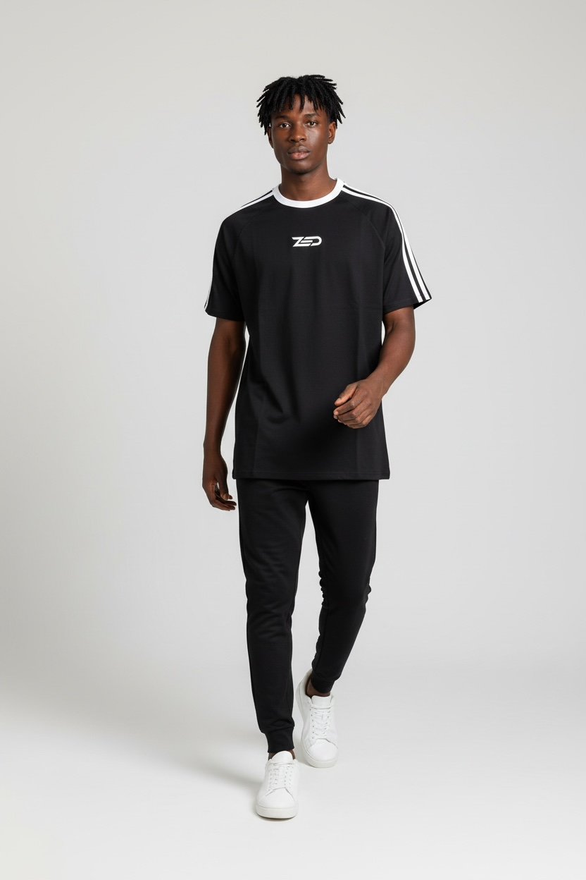 Zed Trio - Relax Fit Raglan Sleeve T-Shirt- BLACK