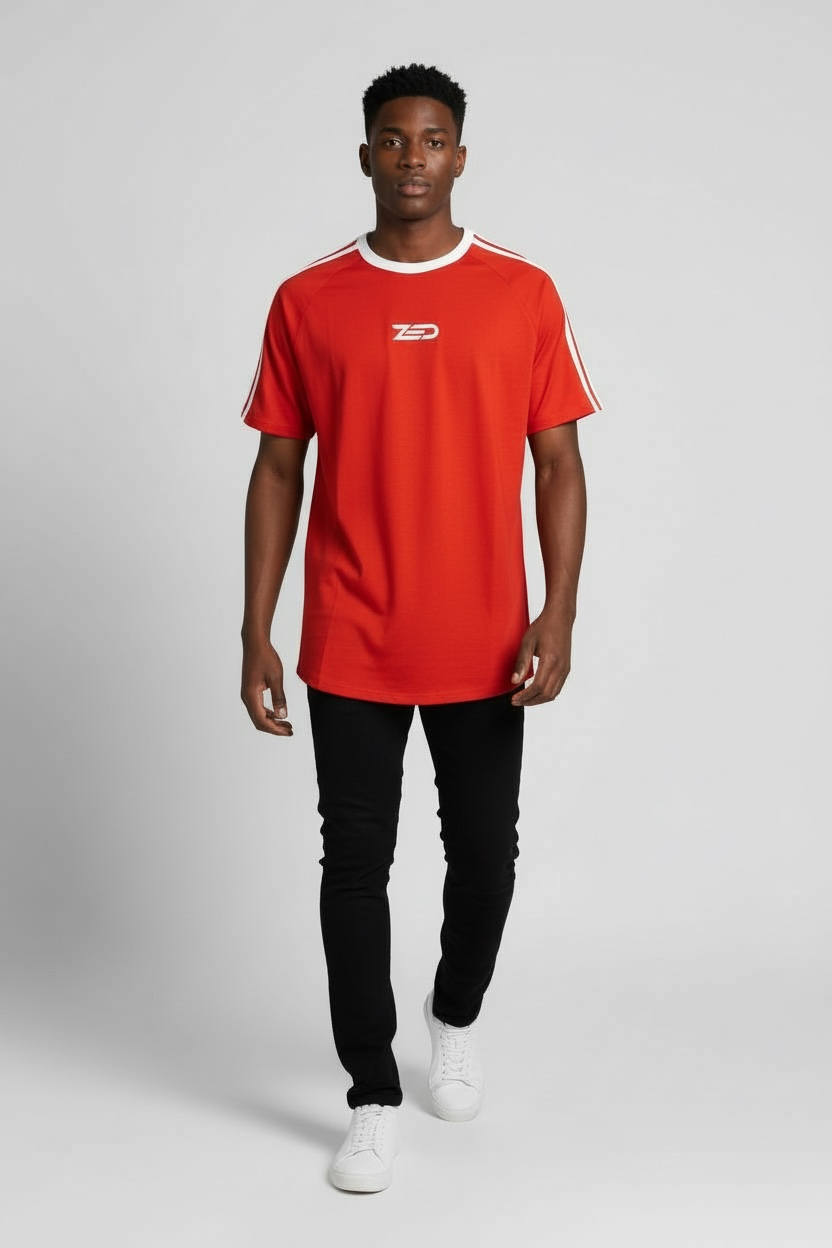 Zed Trio - Relax Fit Raglan Sleeve T-Shirt- RED