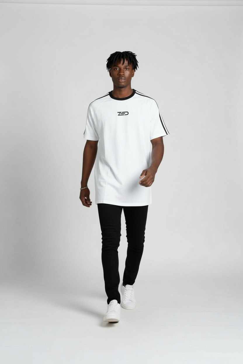 Zed Trio - Relax Fit Raglan Sleeve T-Shirt- WHITE