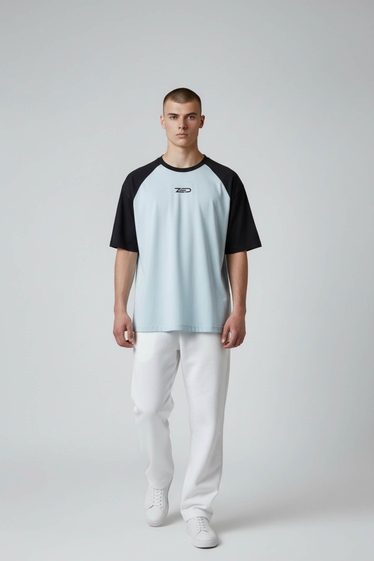 Zed Everyday Raglan Tees Black/Ice Blue