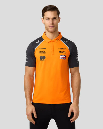 Mens McLaren Formula 1 Team Lando Norris Polo Shirt - Papaya/Phantom