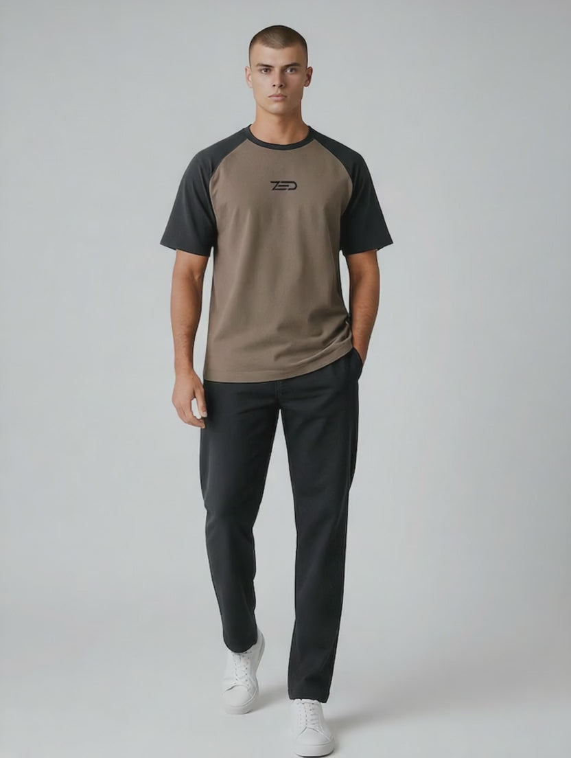 Zed Everyday Raglan Tees Taupe/Black