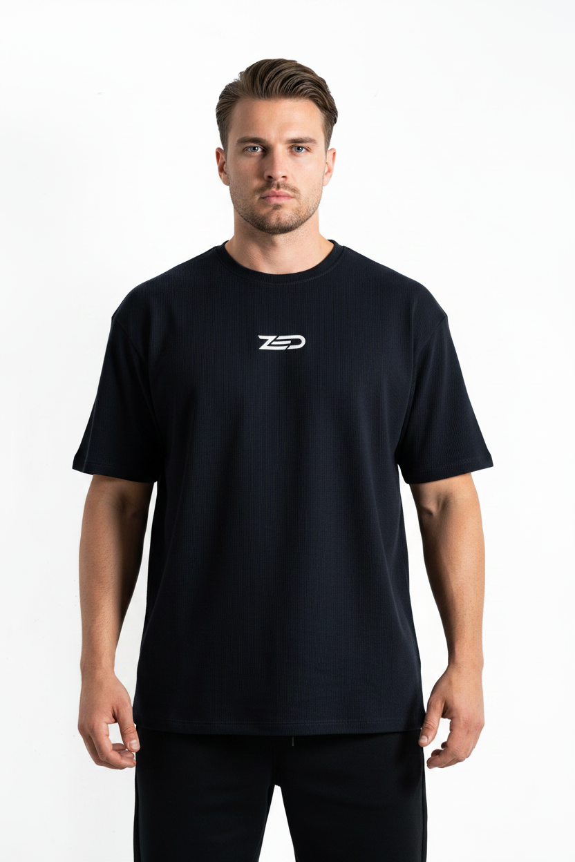 ZED WAFFLE DRIP TEE- STORM BLACK
