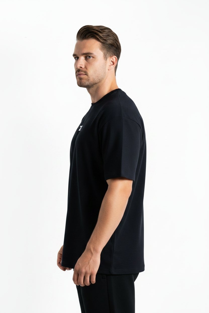 ZED WAFFLE DRIP TEE- STORM BLACK