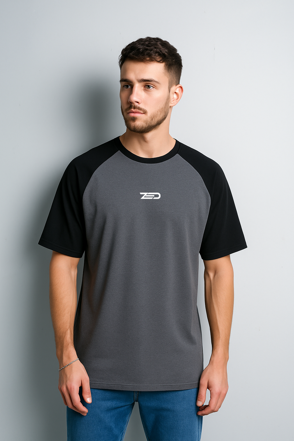 Zed Everyday Raglan Tees Ash/Black